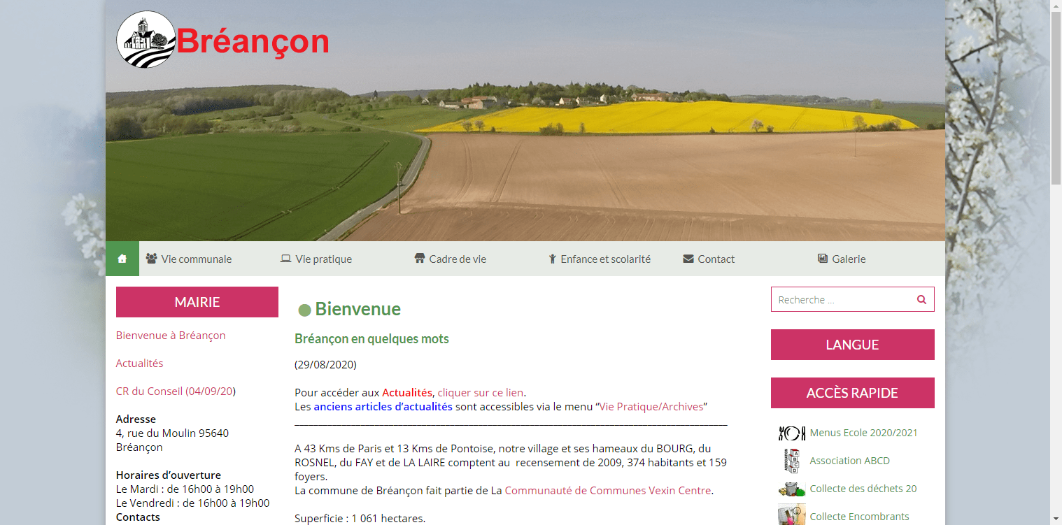conception du site de Bréançon par l'union des maires du Val-d'Oise