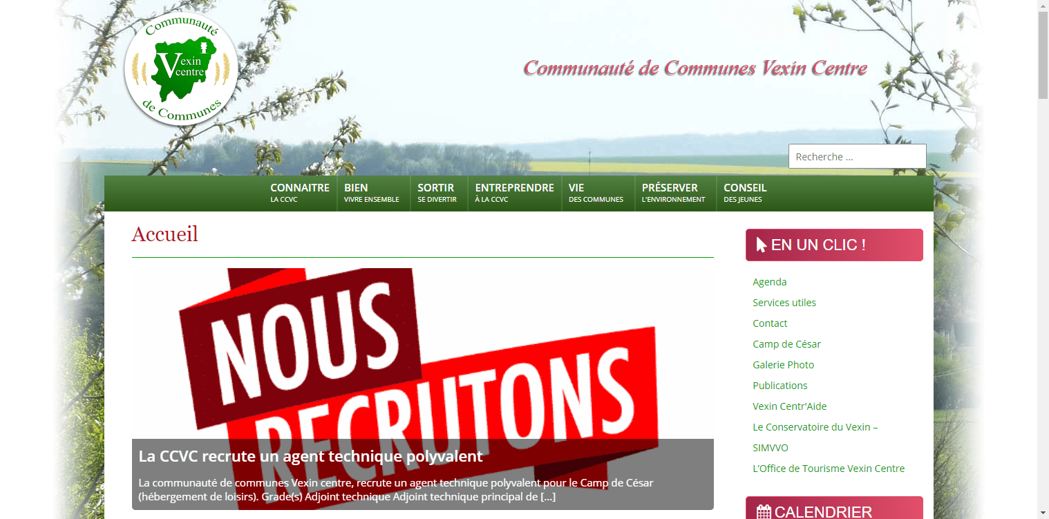 conception du site de CC Vexin Centre par l'union des maires du Val-d'Oise