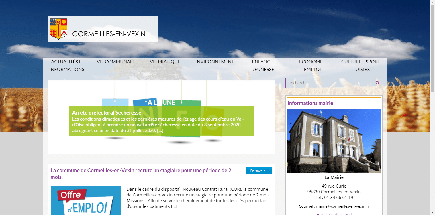 conception du site de Cormeilles-en-vexin par l'union des maires du Val-d'Oise