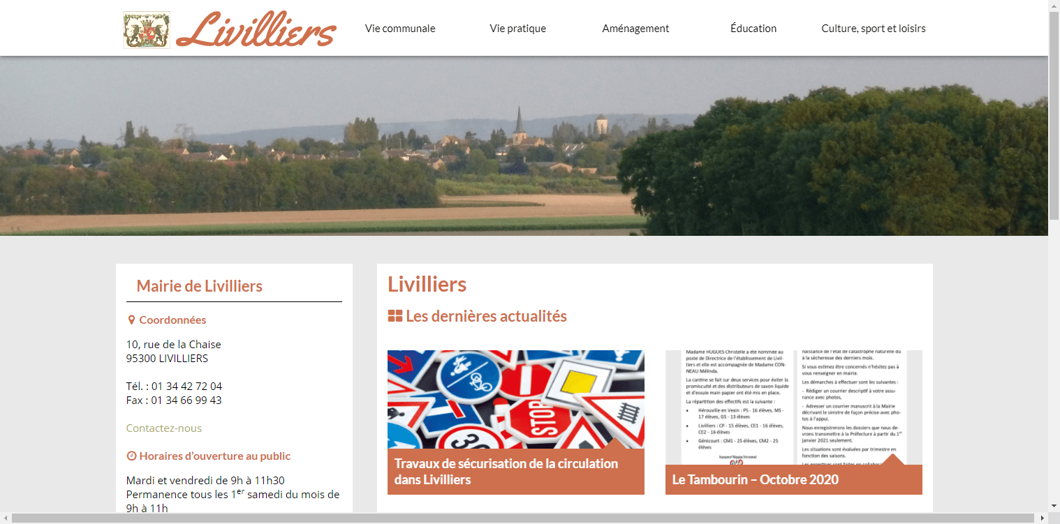 conception du site de Livilliers par l'union des maires du Val-d'Oise