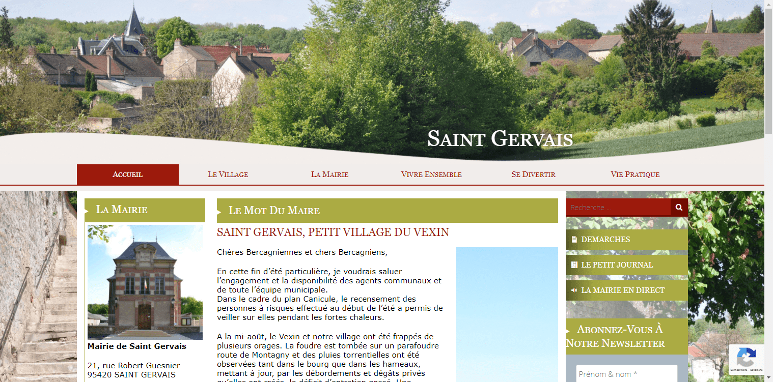 conception du site de Saint Gervais par l'union des maires du Val-d'Oise